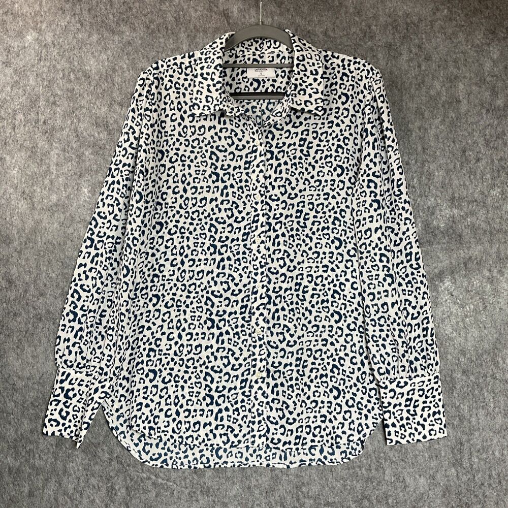 Untuckit Shirt Women Medium White Geometric Long Sleeve Button Up Capsule Top